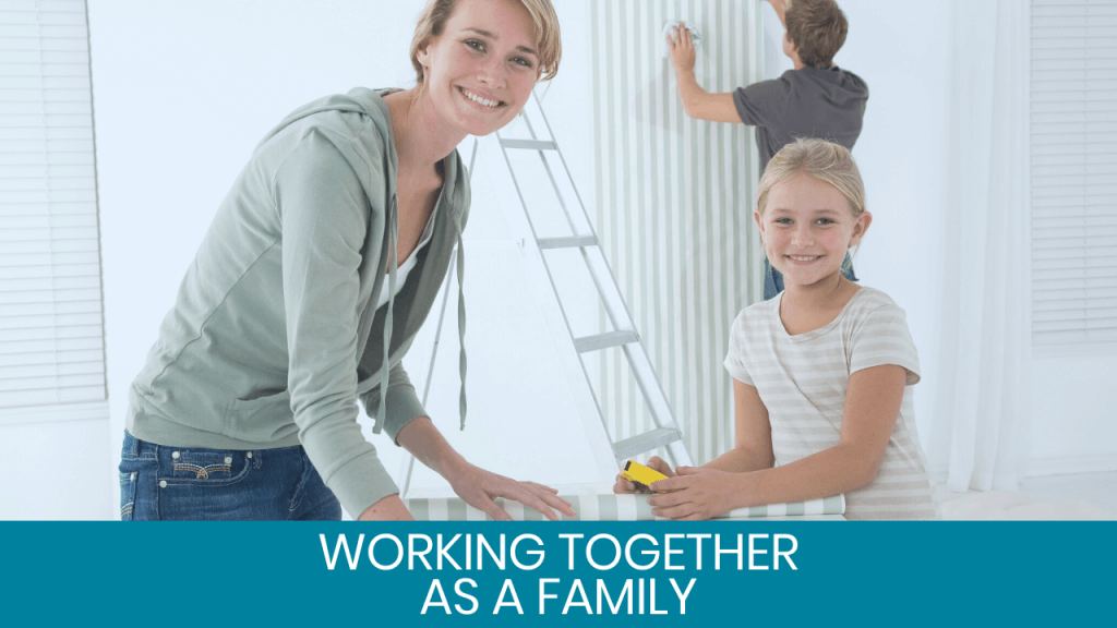 Family working together on home project