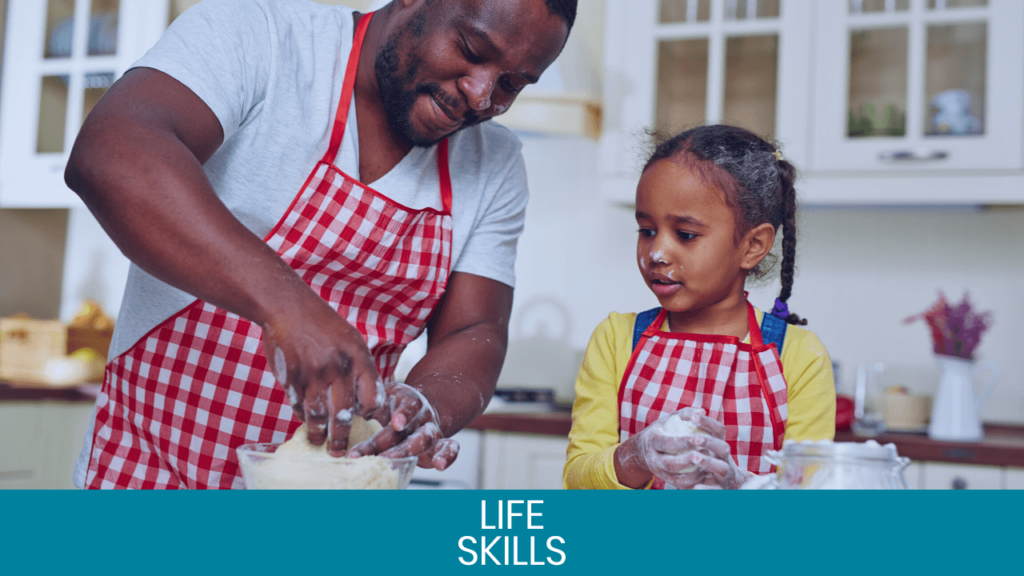 Dad and daughter baking