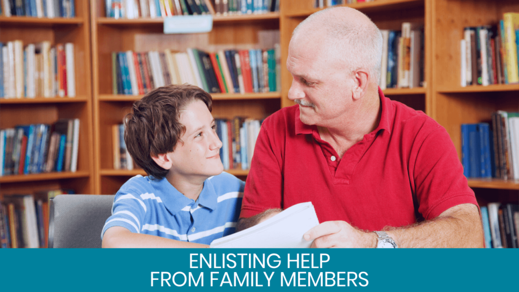 Older man looking at boy and smiling