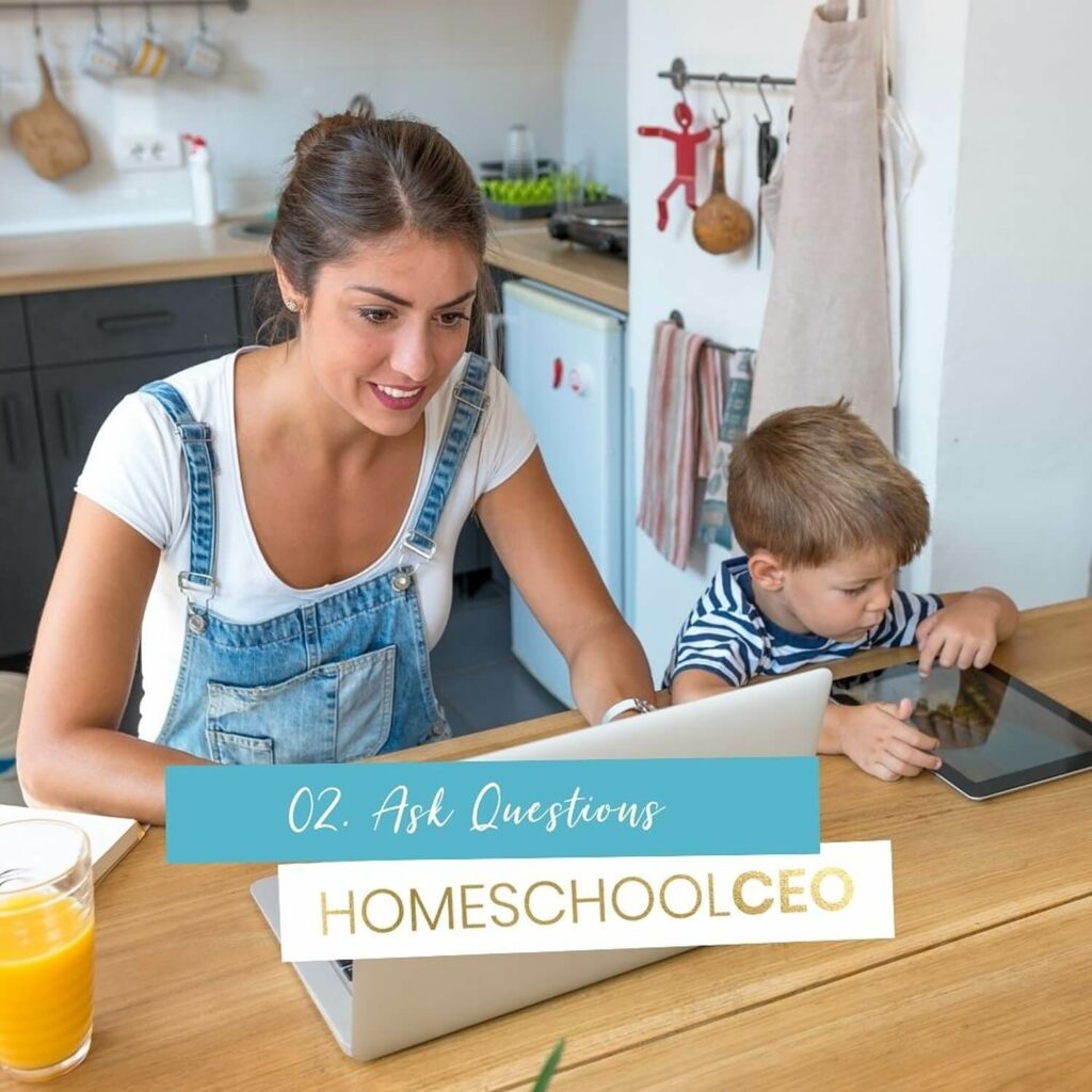 Woman working and child watching something on tablet next to her